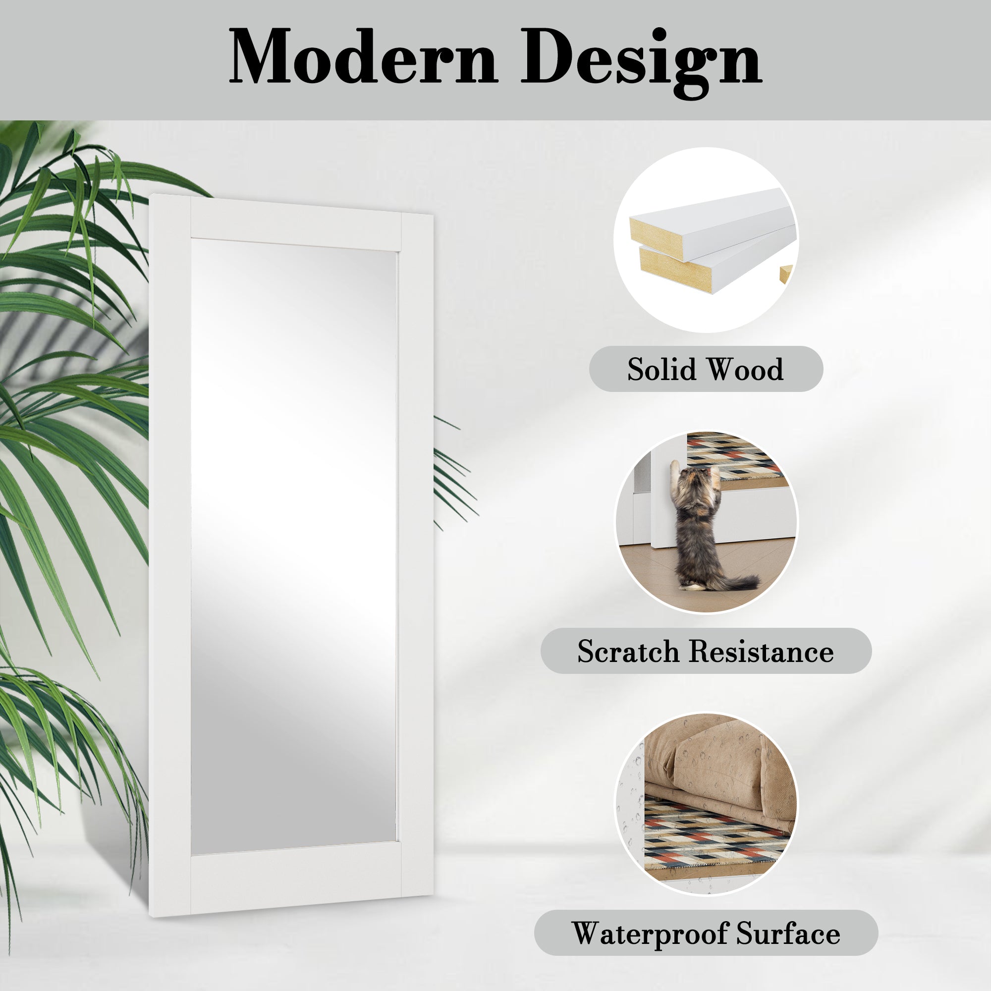 Ark Design Bypass Barn Door, 1-Lite Mirrored Glass, Solid Core MDF & Pre-finished & Paintable Surface, With Hardware Kit Bypass, White