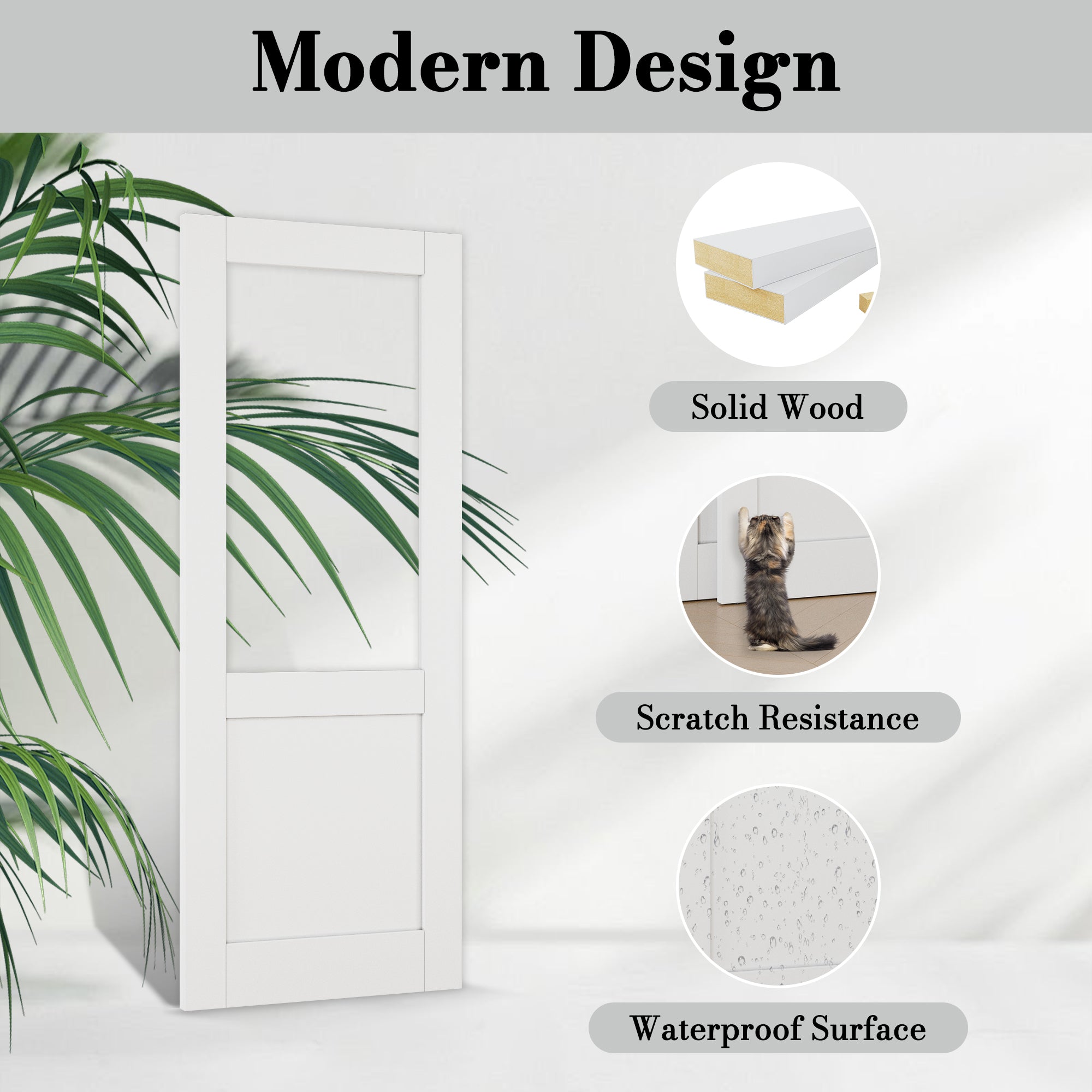 Ark Design Bypass Barn Door, Half-Lite Clear Glass, Solid Core MDF & Pre-finished & Paintable Surface, With Hardware Kit Bypass, White