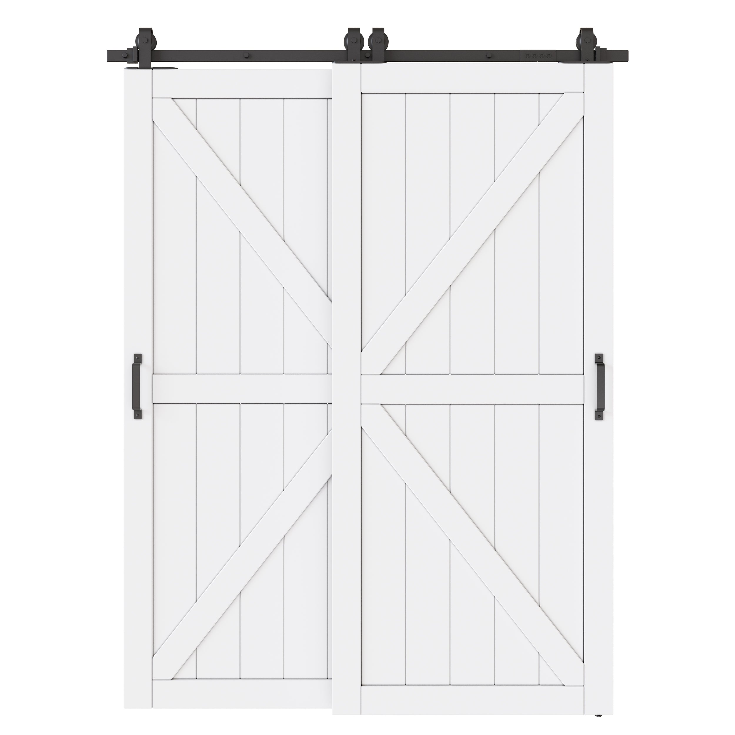 Ark Design Bypass Barn Door, K-design, Solid Core MDF & Pre-finished & Paintable Surface, With Hardware Kit Bypass, White