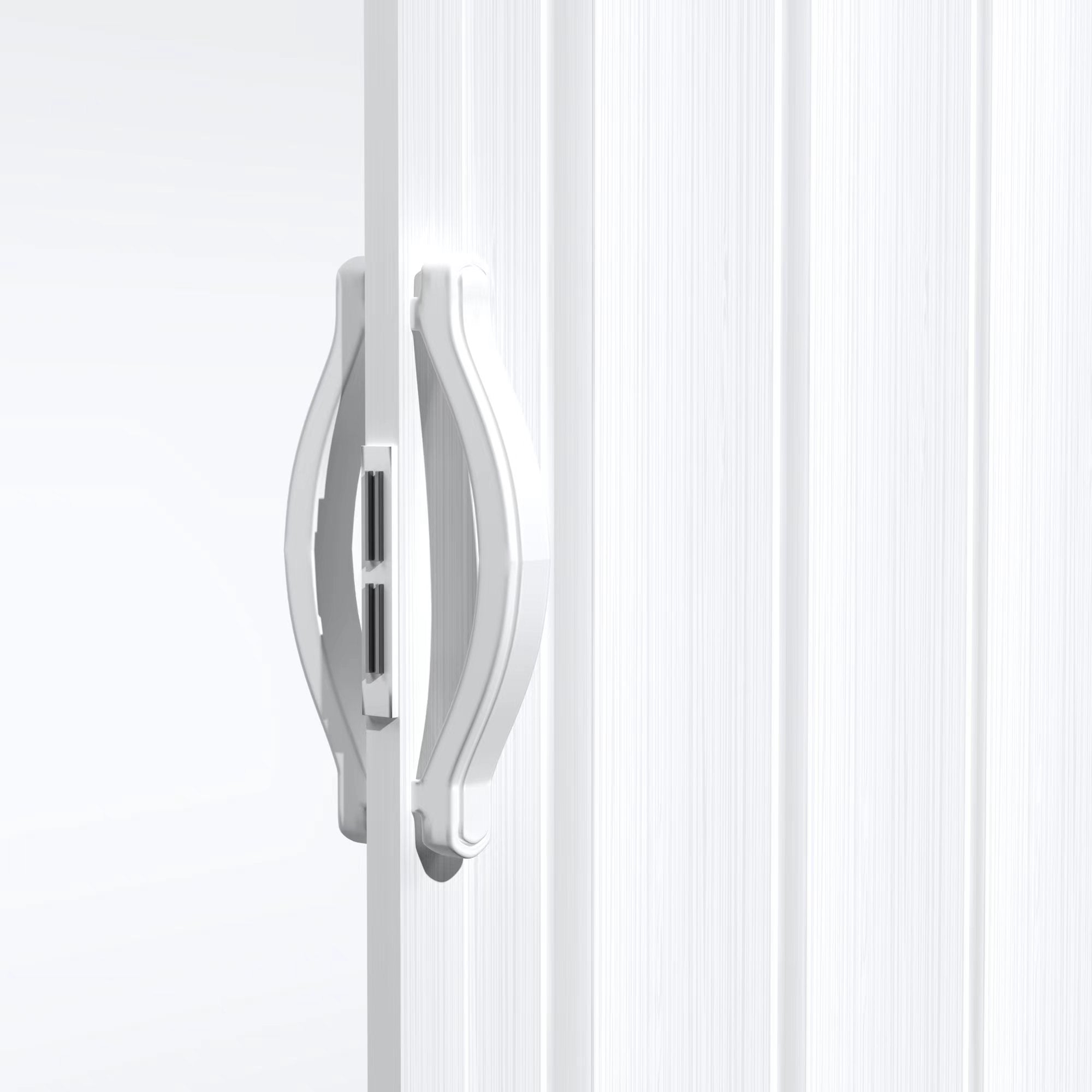Ark Design Upgrade Dual Layer Vinyl Accordion Door with Handles and Magnetic Door Lock, 1-Lite Frosted Acrylic Glass, White