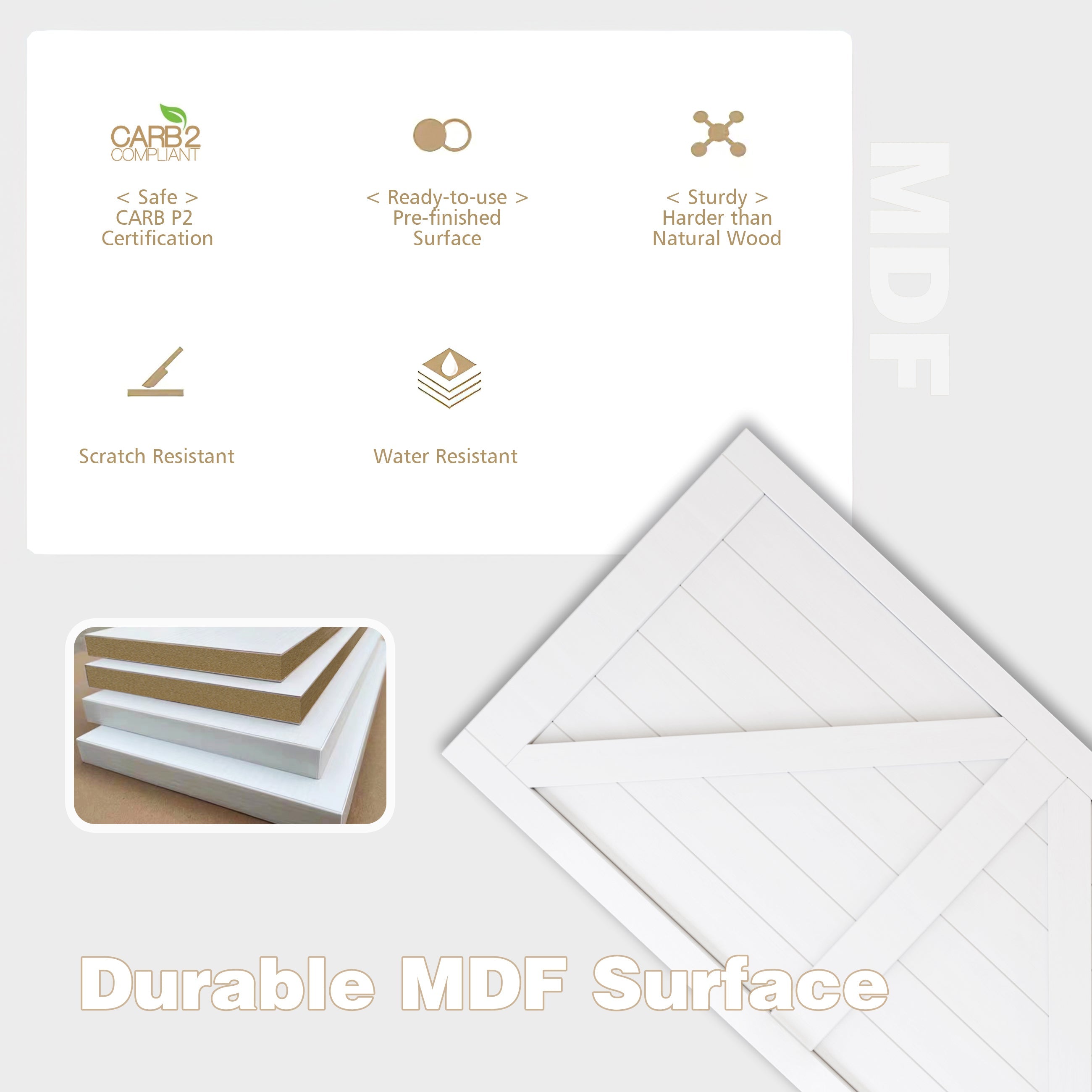 Ark Design 3-Lite Panel Bifold Door with Hardware Kit & Knob, Solid Core MDF Wood & PVC Covered Finished, White