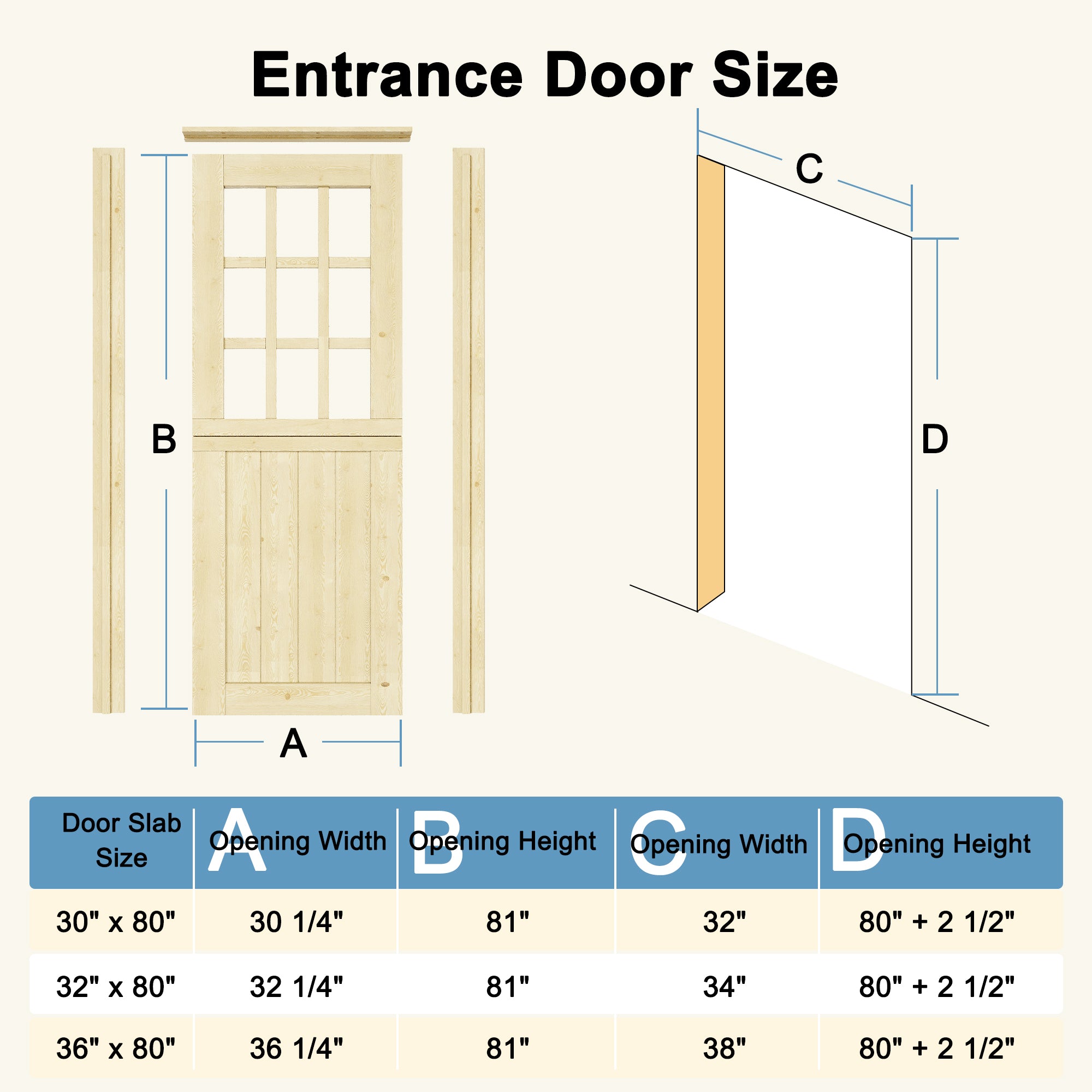 Ark Design Solid Pine Universal 9 Lite Clear Glass Unfinished Dutch Door, Pine Wood Front Door with/without Ready-to-Assemble Jamb