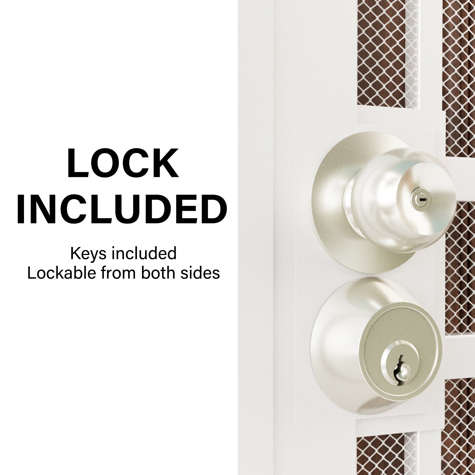 Ark Design Universal/Reversible 15-Grid White Surface Mount Steel Security Door w/Expanded Metal Screen(Lock)