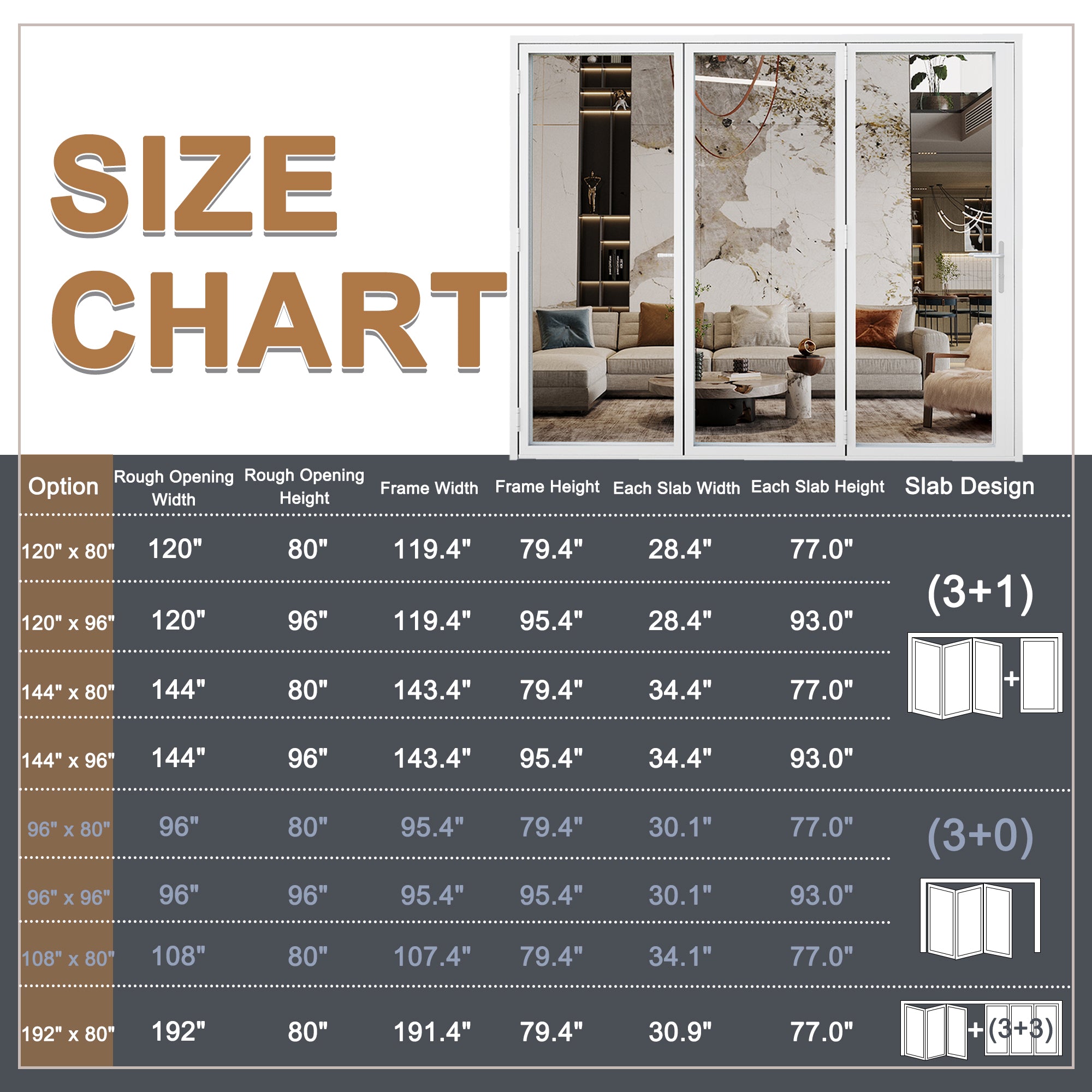 Ark Design 6 Panel Center Opening Outswing Double Tempered Glass White Aluminum Folding Patio Door