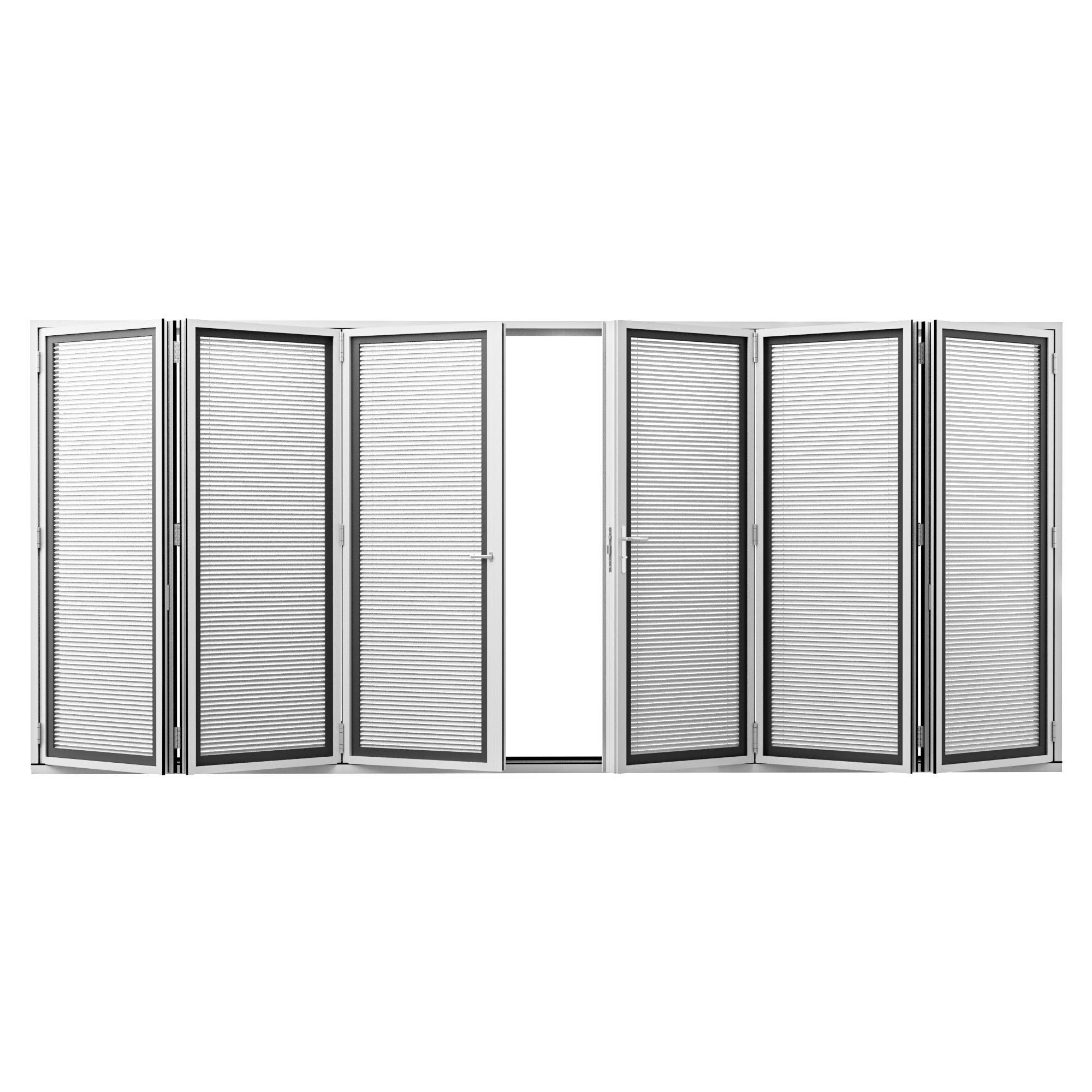 Ark Design 6 Panel Center Opening Outswing Double Louver White Aluminum Folding Patio Door