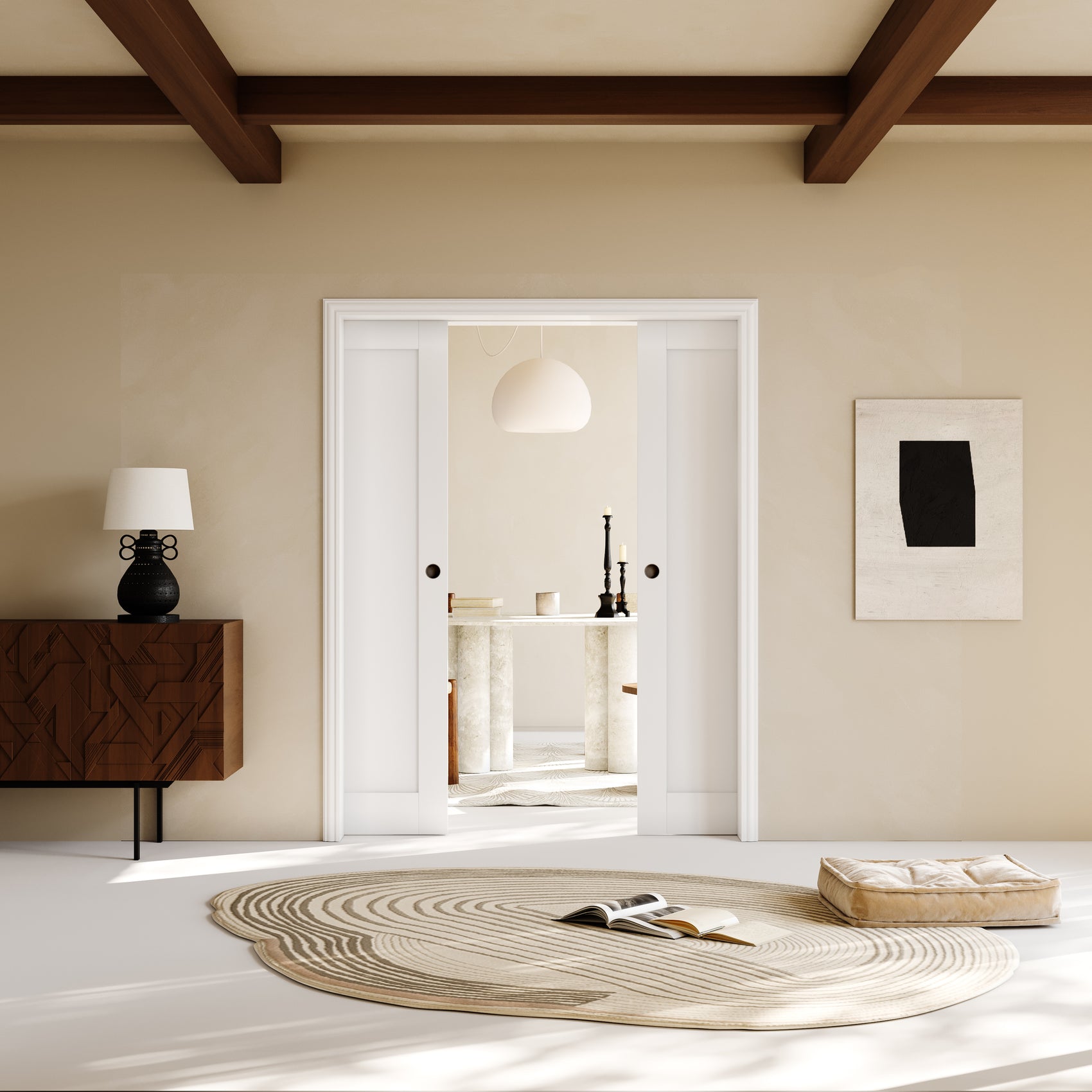 Ark Design Panel Pocket Door with Hardware Kit & Frame, Solid Core Wood ...