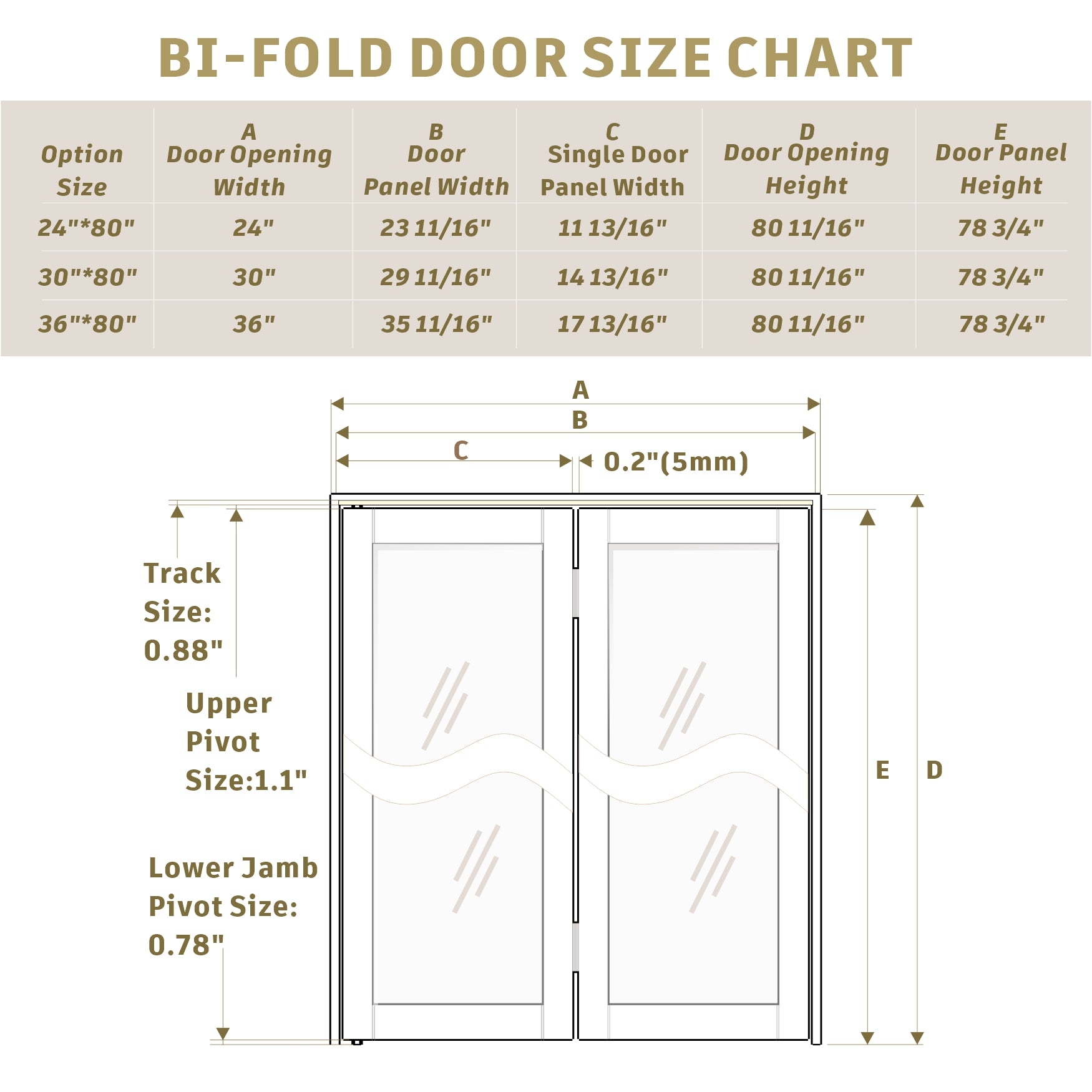 Ark Design Bifold Door Size Chart