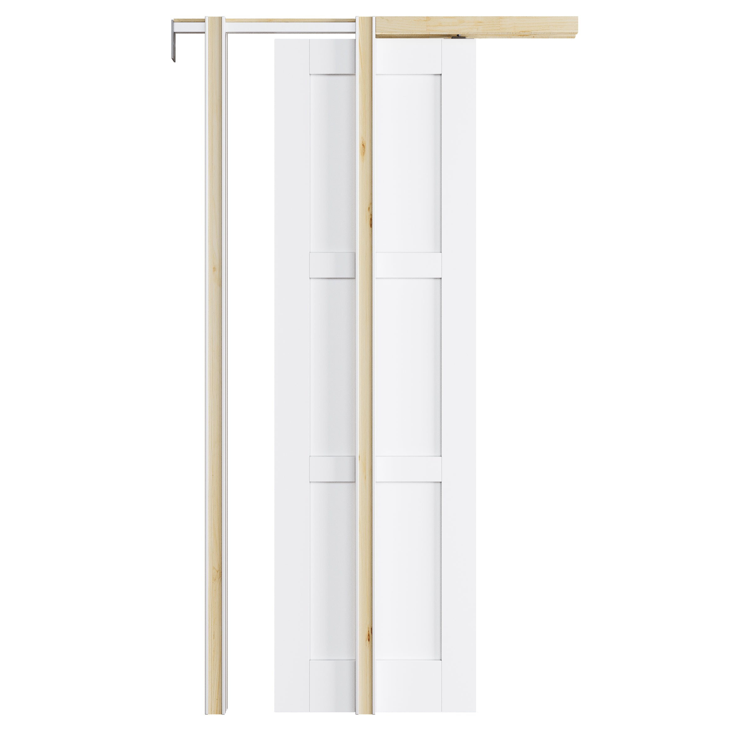 Ark Design 3 lite Panel Pocket Door with Hardware Kit & Soft Close & Frame, Solid Core MDF Wood & Paint-grade Finished, White