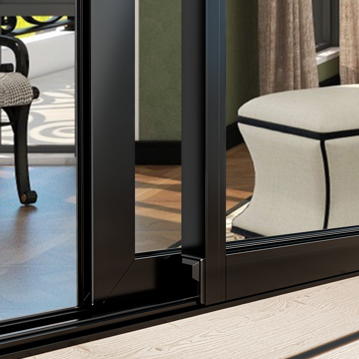 Matte Black Aluminum Multi-Sliding Patio Door with Double Glazed Low-E
