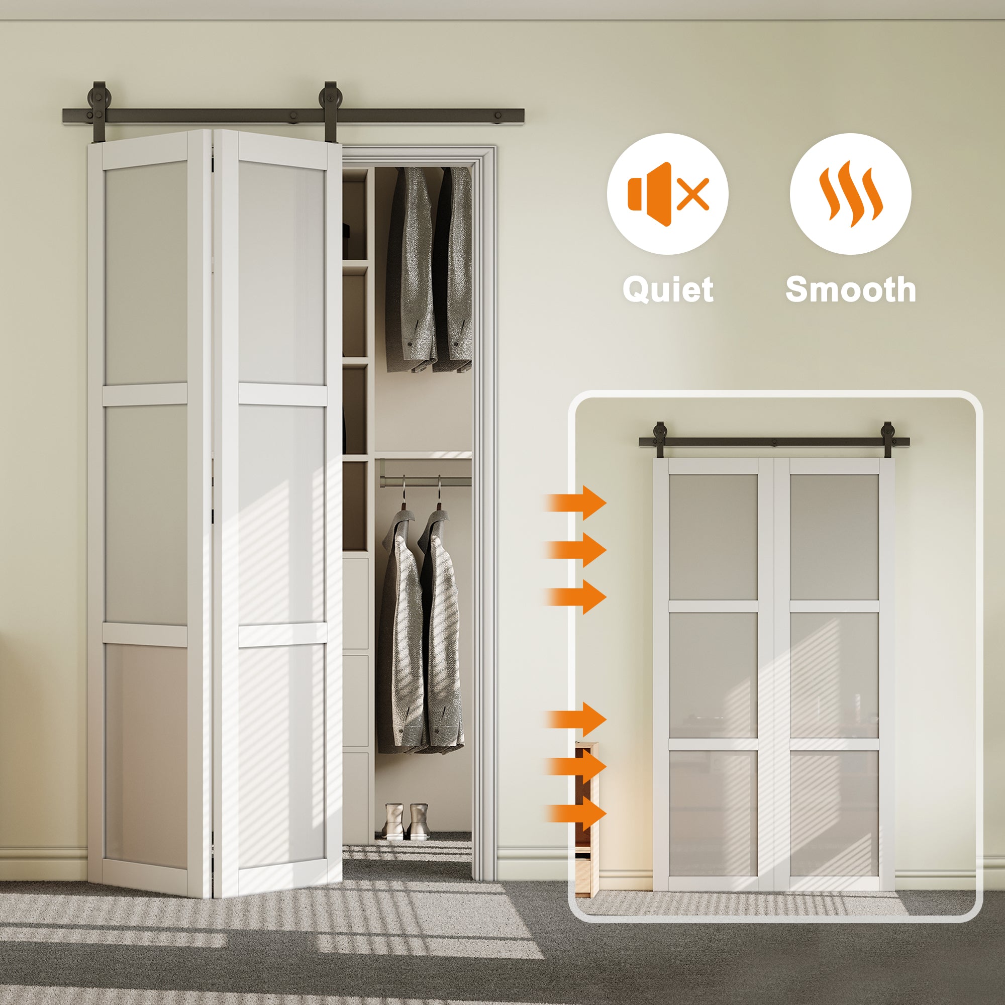 Ark Design Bifold Barn Door Top-mounted Hardware Kit for 2 doors